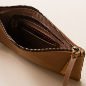 Alternative view of Sleek Rachel Leather Wristlet with Knot Detail
